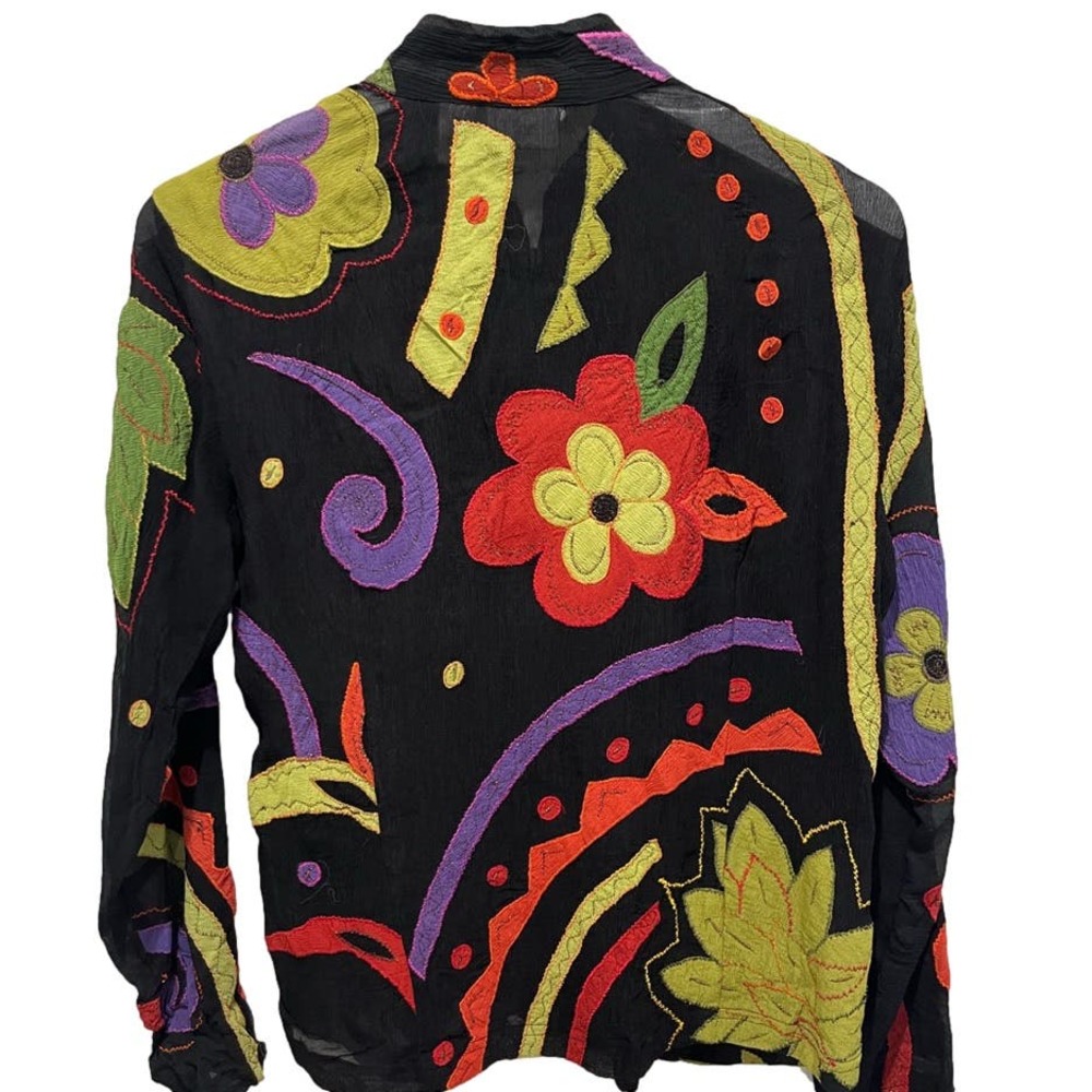 Chicos Women's 0 Full Zip Patchwork Chiffon‎ Jack… - image 3